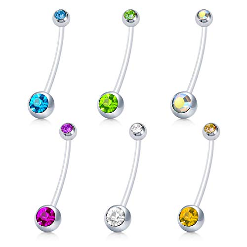 AceFun Lot 8 Piercings Nombril Grossesse Bioplast Flex 14G – 25/32/35/38 Mm – Anneaux Maternité Sport Femme Enceinte