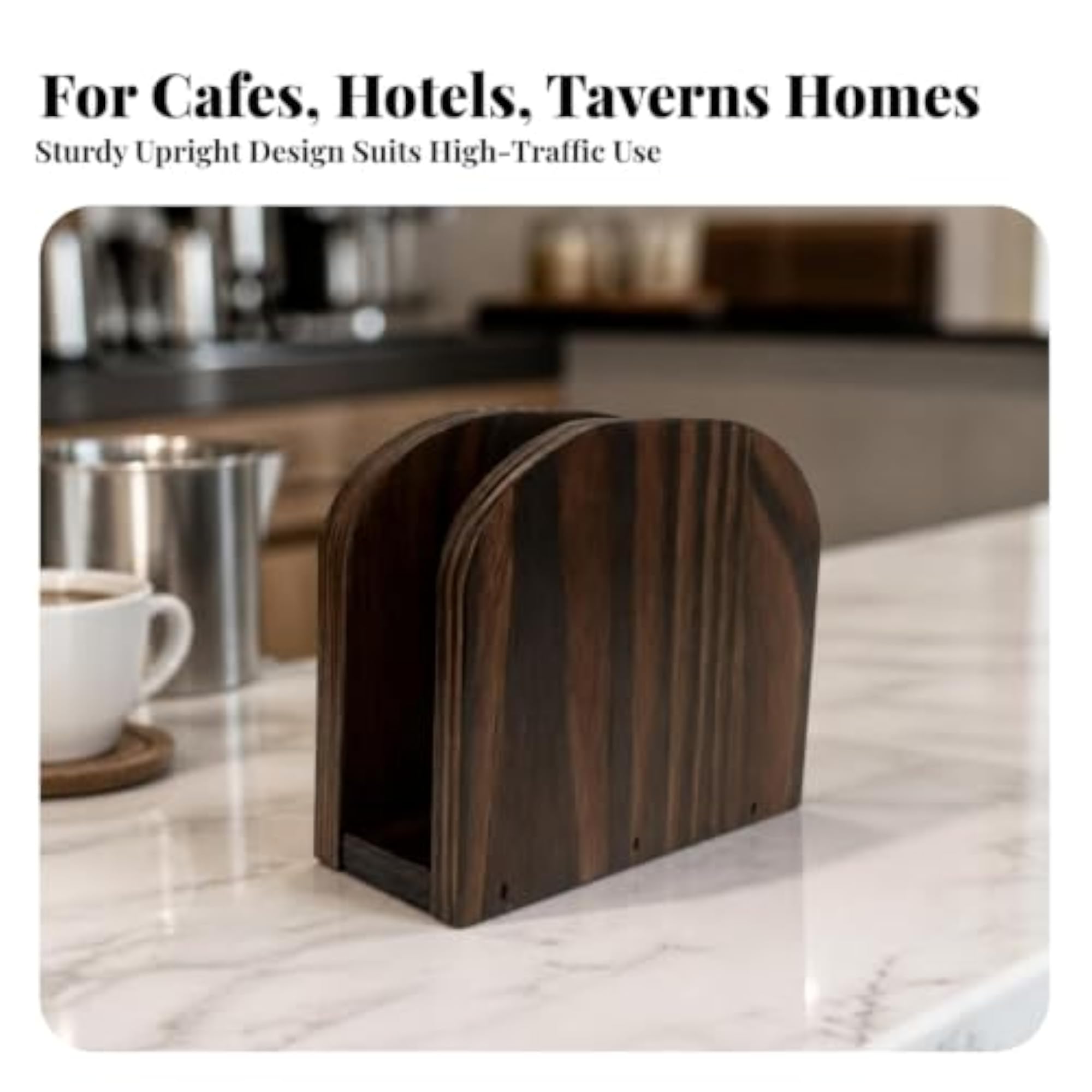 Natural Wooden Napkin Holder, Rustic Design, Compact Style