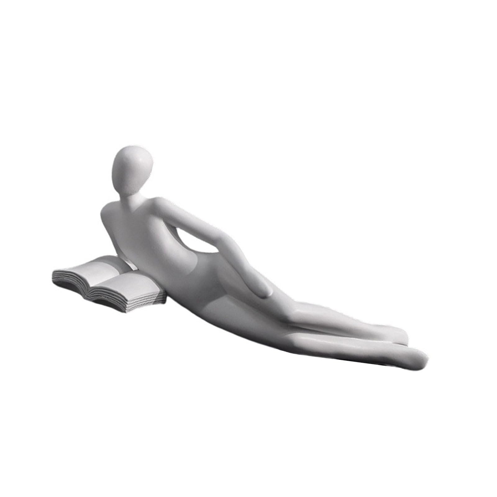 YWLUUOO Resins Thinking Lady Statue Abstract Reading Women Figurine Sculpture for Bookshelf Decors and Desktop Accent Desk Ornament