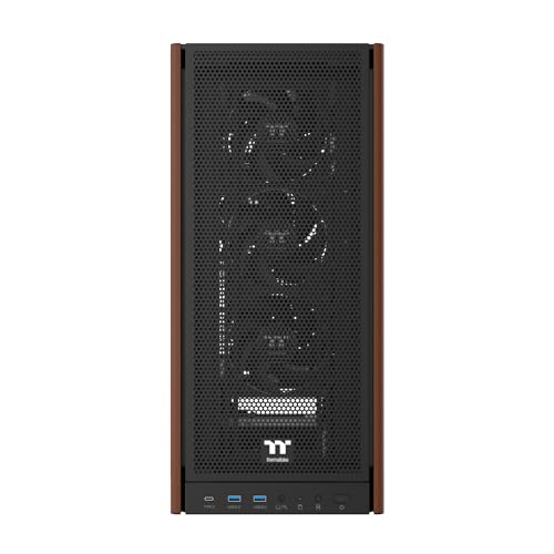 Image of Thermaltake S370 WS; Mid Tower; Wood Front Trim; 4x120mm Fans Included; 410mm GPU Clearance;up to E-ATX; Hidden Connector Support (ATX /mATX); Vertical GPU Support; Black; CA-11J-OOM1WN-00