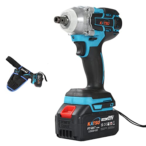 {Llave de Impacto Eléctrica 400Nm Llave de Impacto KATSU FIT-BAT 21V Brushless Llave de Impacto Inalámbrica con 4.0Ah Batería, 1/2' 400Nm Llave de Impacto Eléctrica...