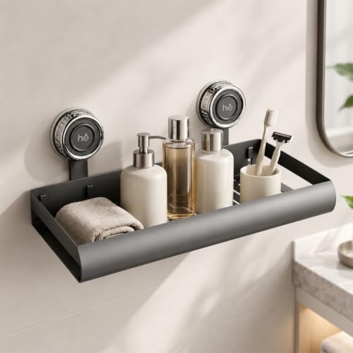 HomeEssentials Carbon Steel Bathroom Storage Rack with Suction Cu...