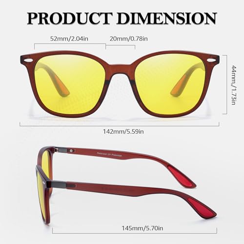 TJUTR Night Vision Glasses for Women Men, Headlight Glasses for Driving at Nighttime Glare Cut Enhance Vision Yellow Lens3