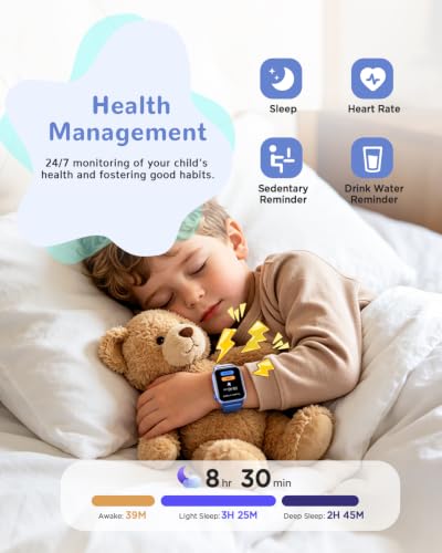 RUXINGX Kids Smart Watch No APP, 1.52" Smart Watch for Kids with Camera,Puzzle Games,Heart Rate, Sleep Monitor,Music Player,Pedometer,Fitness Trackers Smartwatch for Girls Boys Teens 3-12(Blue) — view 4