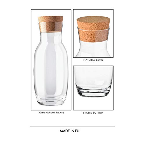 Image of KROSNO Water Carafe with Cork Stopper, 33.8 oz, Oz,Pure Collection