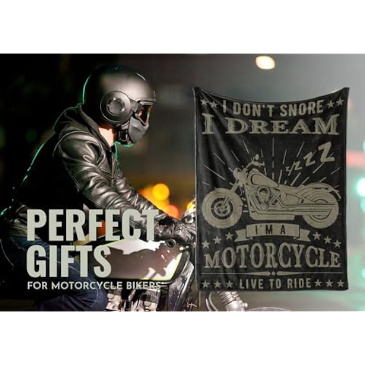 InnoBeta Motorcycle Gifts for Men, Throw Blanket for Motorbike Lover Biker Rider for Father's Day, Christmas, Birthday - I Don't Snore I Dream I'm A Motorcycle (50x65 inches)