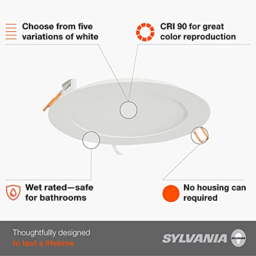 Sylvania Led 6" Slim Microdisk Recessed Downlight Junction Box, 16W, Cct 5 Color Selectable, 2700K/3000K/3500K/4000K/5000K, 1200 Lumens, Dimmable - 4 Pack (61406) #TOP2