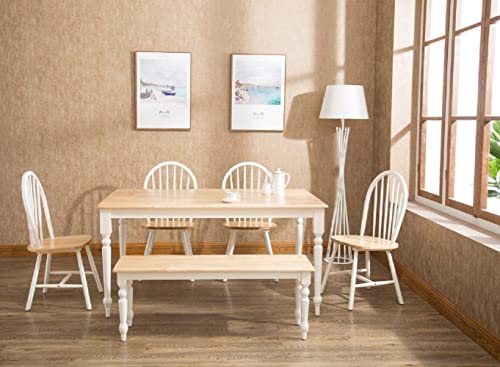 Boraam Farmhouse Bench, White/Natural 14 X 48 X 18 #TOP1