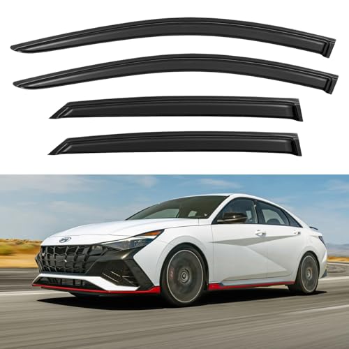 Image of Window Visors Rain Guards Shield for 2021 2022 2023 2024 2025 2026 Hyundai Elantra, Out-Channel Window Vent Wind Deflectors Visors Shades for 21-26 Elantra