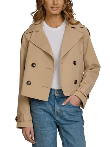 Image of Steve Madden Cropped Lapel Trench Coat, Spring Jackets for Women, Womens Lightweight Work Jackets
