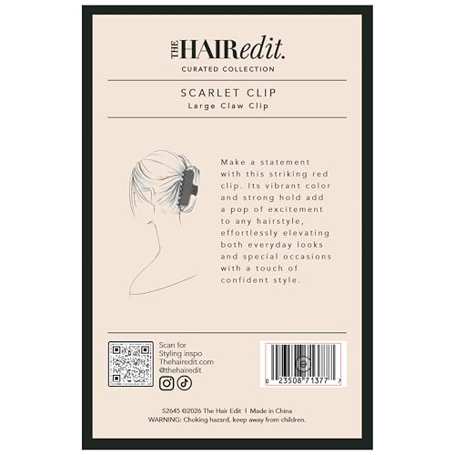 The Hair Edit Scarlet Claw Clip, Comfortable Red Claw Clip for All Hair Types, Everyday Hair Accessory for Women, Strong Hold Non-Slip Grip, All-Day Secure Styling for Updos, Half-Ups, & French Twists - Thumbnail 6