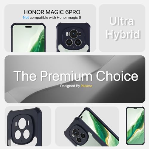 Image of Pikkme Crystal Clear Transparent Back Cover | Ultra Hyrbid | Full Camera Protection | Raised Edge | Bumper Case for Honor Magic 6 Pro 5G (Blue)