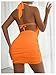 SOLY HUX Women's Sexy Deep V Neck Halter Bodycon Mini Dress Sleeveless Party Club Dresses Plain Coral Orange Small