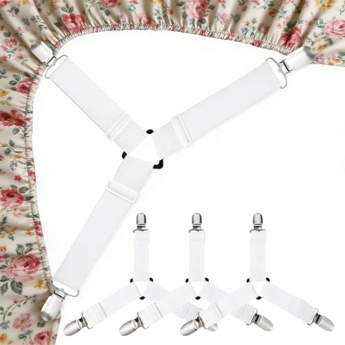 OIKOZEL 4 Pack Bed Sheet Holder Straps Sheet Fastaner for Fitted Sheets