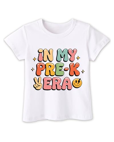 Image of First Day of Preschool Shirt Pre K Shirts for Girls Boys Toddler Kids 1st Day of Kindergarten Gift Cotton Tee 2T-7Y