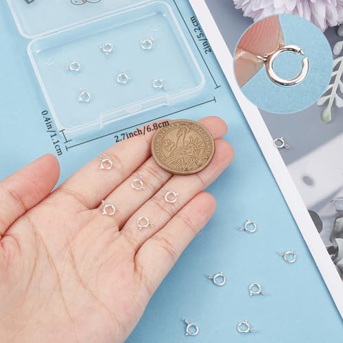 Beebeecraft 1 Box 20Pcs Spring Clasps 925 Sterling Silver Round Clasps with Loop 2mm for Necklace Bracelet Jewellery Making Findings - Image 3