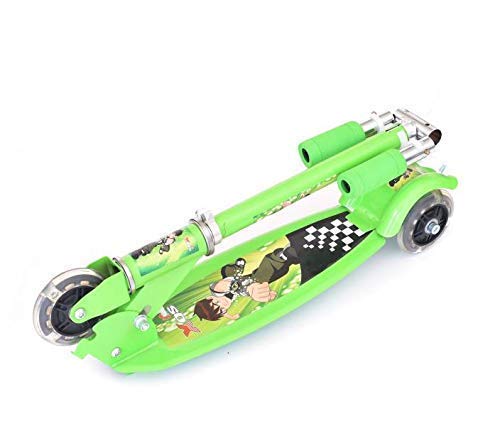 SWARAJ MALL 3-Wheel Height Adjustable Folding Kick Kids Scooty Scooter Toy with Shockers and Light in Wheels