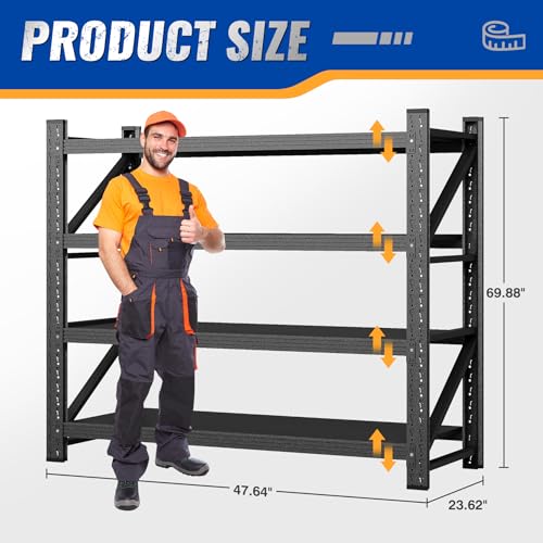 48" W Storage Shelves 3000lbs Garage Metal Shelving Heavy Duty Garage Shelves Adjustable Storage Shelves for Industrial, Factory,48" W X 24" D X 69" H - Image 3