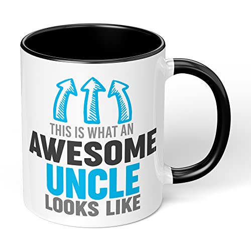 Print Maniacs Personalised Fathers Day Mug Gift Dad Christmas Birthday Awesome Dad Grandad (Black Fill and Handle, Uncle)