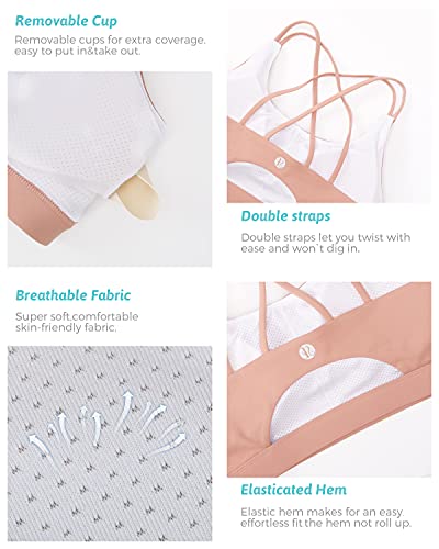 Running Girl Strappy Sports Bra For Women, Sexy Crisscross Back Medium Support Yoga Bra With Removable Cups (Wx2354 Pink,S) #TOP5