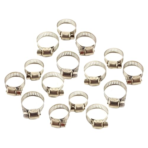 Thomletha 15Pcs Hose Clamp 3/4-1 Inch Stainless Steel Hose Clamp 16-25 MM Fittings Clamps Fit for Fixing Hoses, Cables and Fuel Lines