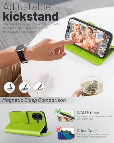 OCASE for iPhone 16 Case, PU Leather Wallet, Magnetic Flip Folio Cover with RFID Blocking, Card Holders, Shockproof TPU - Image 3