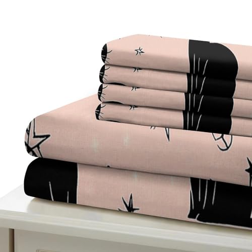 Housse de Couette Chats Noirs Microfibre Douce sans Repassage Lit Simple