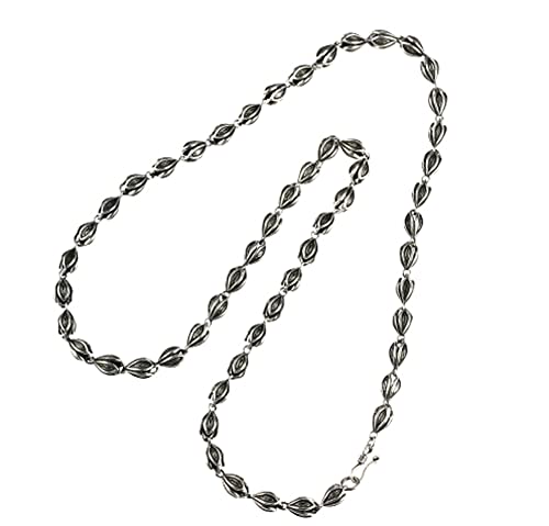 PJQUEKAIPJ Collar Hecho a Mano de Plata de Ley 925 Collar de Calavera Dominante para Hombre Collar de Hip Hop para Hombre de Motocicleta Punk Regalo para Novio Plata- 75 cm