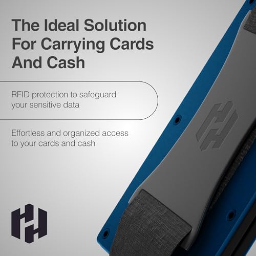 Image of Hayvenhurst Wallet for Men - Slim RFID Blocking Metal Wallet with Cash Strap, Minimalist Front Pocket Credit Card Holder, Small Mens Wallet