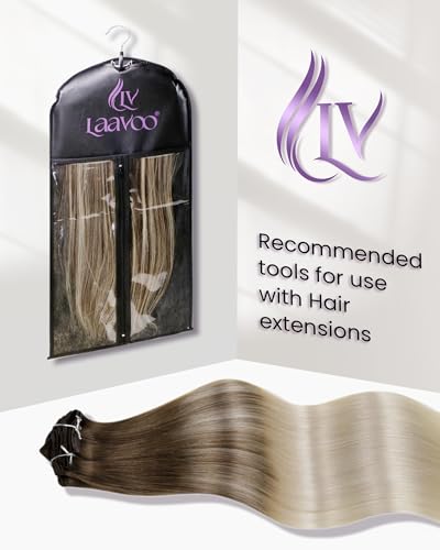 Image of LaaVoo Human Hair Clip In Extensions, For Party Wear, 20 Inch 5Pcs 80g | Muted Light Brown Blonde Ombre Real Hair Extensions Clip In Human Hair, Add Volume, Match Fine Natural Hair