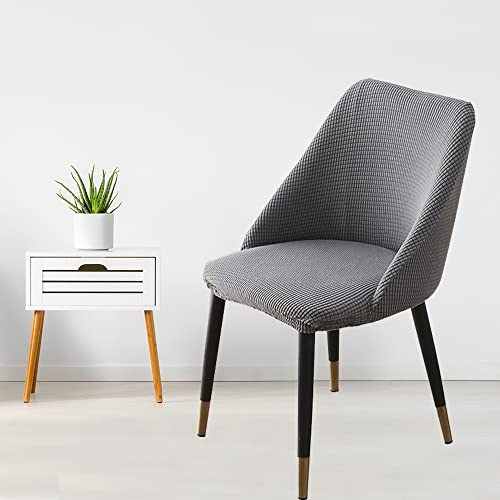 Itfro Set Of 2 Stretch Jacquard Mid Century Modern Dining Chair Slipcover Armless Curved Accent Chair Cover Light Grey Kitchen Chair Seat Protector For Hotel Party (Light Grey, Set Of 2) #TOP1