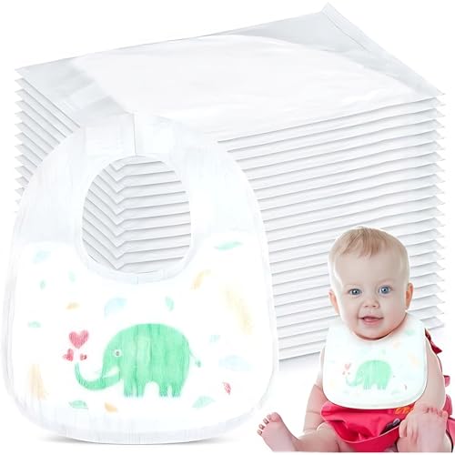 BOOM 40PCS Disposable Baby Bibs Bulk,Portable Baby Bibs for ...