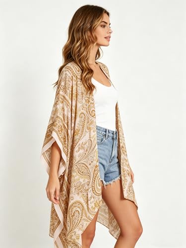 Image of Spicy Sandia Kimonos for Women Floral Beach Cover Up Loose Swimsuit Bathing Suit Coverup Cardigan for Summer Swimwear