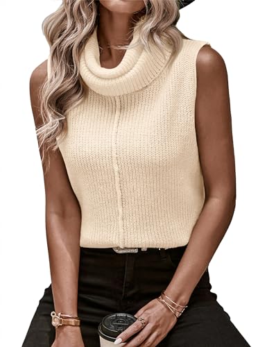 Amarmia Womens Cowl Neck Knit Sweater Vest Sleeveless Casual Solid Trendy Turtleneck Ribbed Pullover Tank Tops2