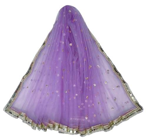 Image of Navti Creations Women's Lightweight Net Dupatta With Sequence Embroidery & Kiran Border (Length 2.25m)