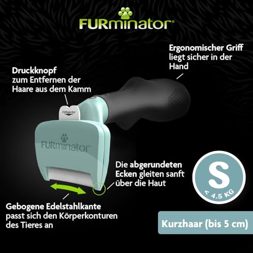 Furminator deShedding-Tool Katze Größe S Kurzhaar - Katzenbürste für kleine Katzen zur Entfernung der Unterwolle – Ansicht 4