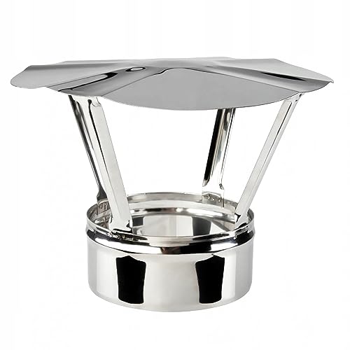 Edelstahl Regenhaube Regenhut Abdeckung für Kaminrohr Ofenrohr Doppelwandiges Rohr Rauchrohr Schornstein Abgasrohr Doppelwandig Isoliert Wandstärke 0,6mm (130/200mm, Regenhaube z. Einstecken)