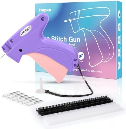 Stitch Gun for Clothes, Tagging Gun for Clothing Quick Fixes - Price Tag Gun with 6 Fine Needle, 1000 Black Fasteners & 1000 White Fasteners MediumPurple2+RosyBrown1