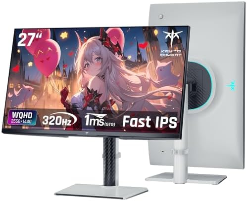 （05:30時点） KTC 27インチ WQHD (2560x1440) 300Hz(320HzOC 可能) 1ms ゲーミングモニター Fast IPS HDR400/sRGB144%色域ボリューム/450cd/m²/ΔE<2) /Adaptive Sync対応/HDMI2.1×2 DP1.4×2 PS5/Xbox対応 チルト・回転・昇降可能で簡単設置 VESA 3年保証 ホワイト H27E6
