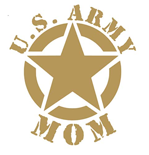 US Army Mom Star Vinyl Sticker Decals (Pack of 2) for Car Bumper Window Laptop Tablet Phone (4" x 3.6", Gold)
