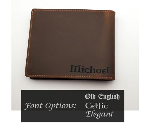 Celtic Shamrock Mens Leather Wallet, Free Engraved Personalization, Full Grain Italian Leather Bi-fold Wallet4