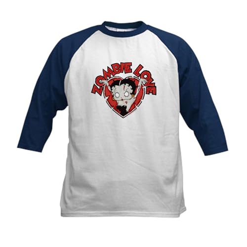 CafePress Betty Boop Zombie Love Kids Baseball T Shirt Kids Cotton Baseball Jersey, 3/4 Raglan Sleeve Shirt Navy/White
