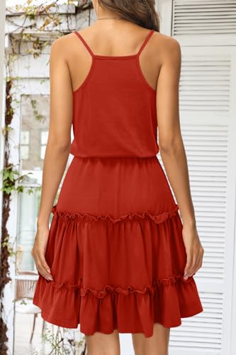 Image of Newshows Women's Summer Casual Dress Cute A Line Ruffle Hem Flattering Fit Beach Vacation Sundress