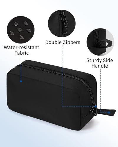 Image of Narwey Cute Makeup Bag Small Toiletry Bag Travel Cosmetic Bag Organizer Make Up Bags with Organized Pockets for Women (Black, Large)