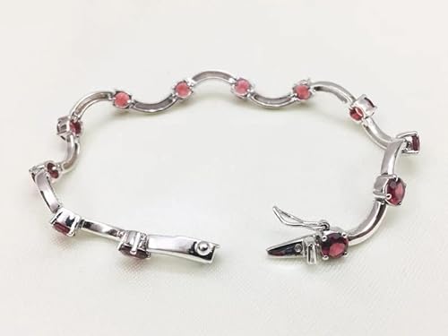 Rkgems 925 925 Sterling Silver Bracelet- Garnet Bracelet- Solid Silver Garnet Bracelet- January Birthstone Bracelet- Bohemian Bracelet- Christmas Gift #TOP2