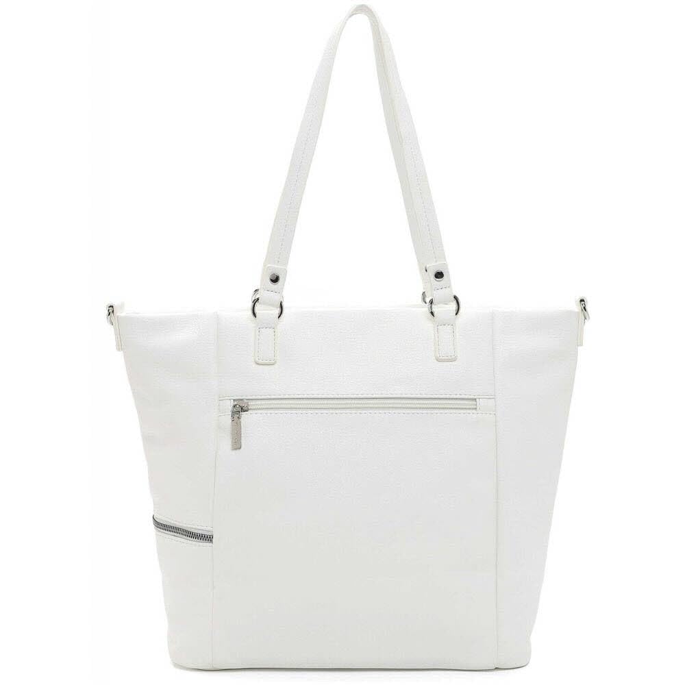 Tamaris Damen Schultertasche Handtasche Shopper Nele aus Kunstleder in Weiß mit Reißverschluss.