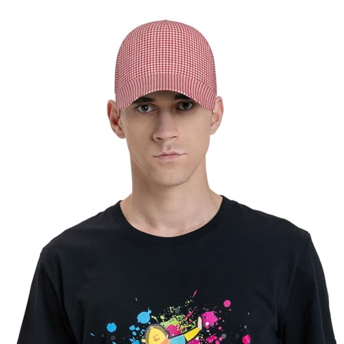 Gorra clásica unisex a cuadros roja y blanca miniatura 7