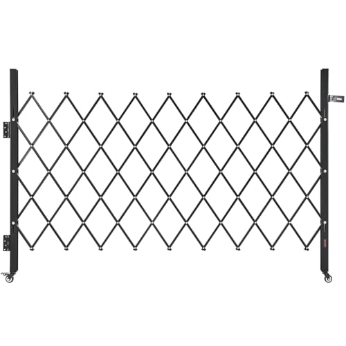 VEVOR Single Folding Security Gate, Lockable Scissor Gate with 360° Swivel Casters, Outdoor Barricade Steel Retractable Gates, for Entry Security, Garage, Warehouse & Pool, 74.80 x 51.57 in (W x H) by VEVOR - Used condition - CA$66.51