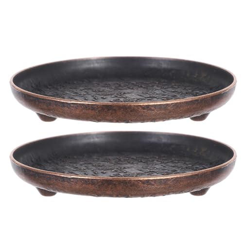 Uonlytech Soucoupes à Café Pratiques et Faciles à Nettoyer en Cuivre Noir, Lot de 2 Pièces Vintage Style Rétro Élégant pour Salons de Thé et Hôtels