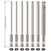 7pcs SAE Ball End Hex Screwdriver Bit Set Hex Head Allen Wrench Drill Bit Set 5/64-5/16 Inch Magnetic 1/4 Inch Hexagonal Shank 100mm Long